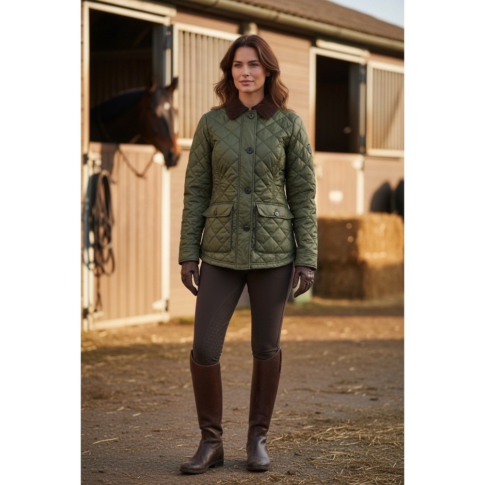 "LAUREN RALPH LAUREN" Quilted Barn Coat,Corduroy Collar, Insulated, FINAL SALE!
